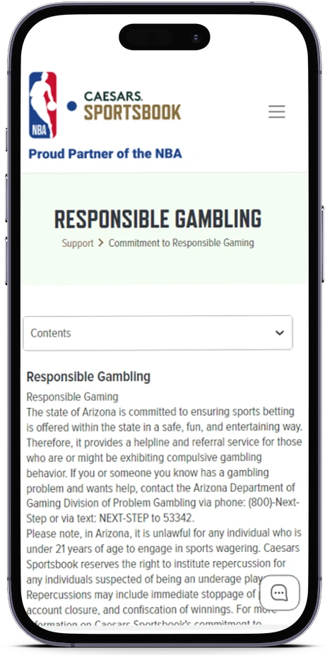 Responsible Gambling Caesars Arizona